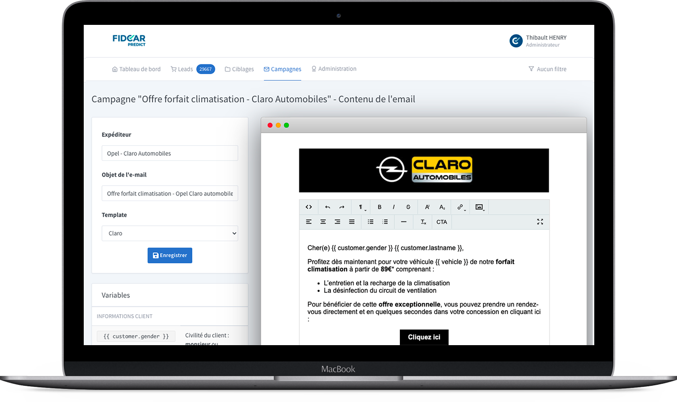 Clarvia Predict - Campagnes contractuelles automatiques